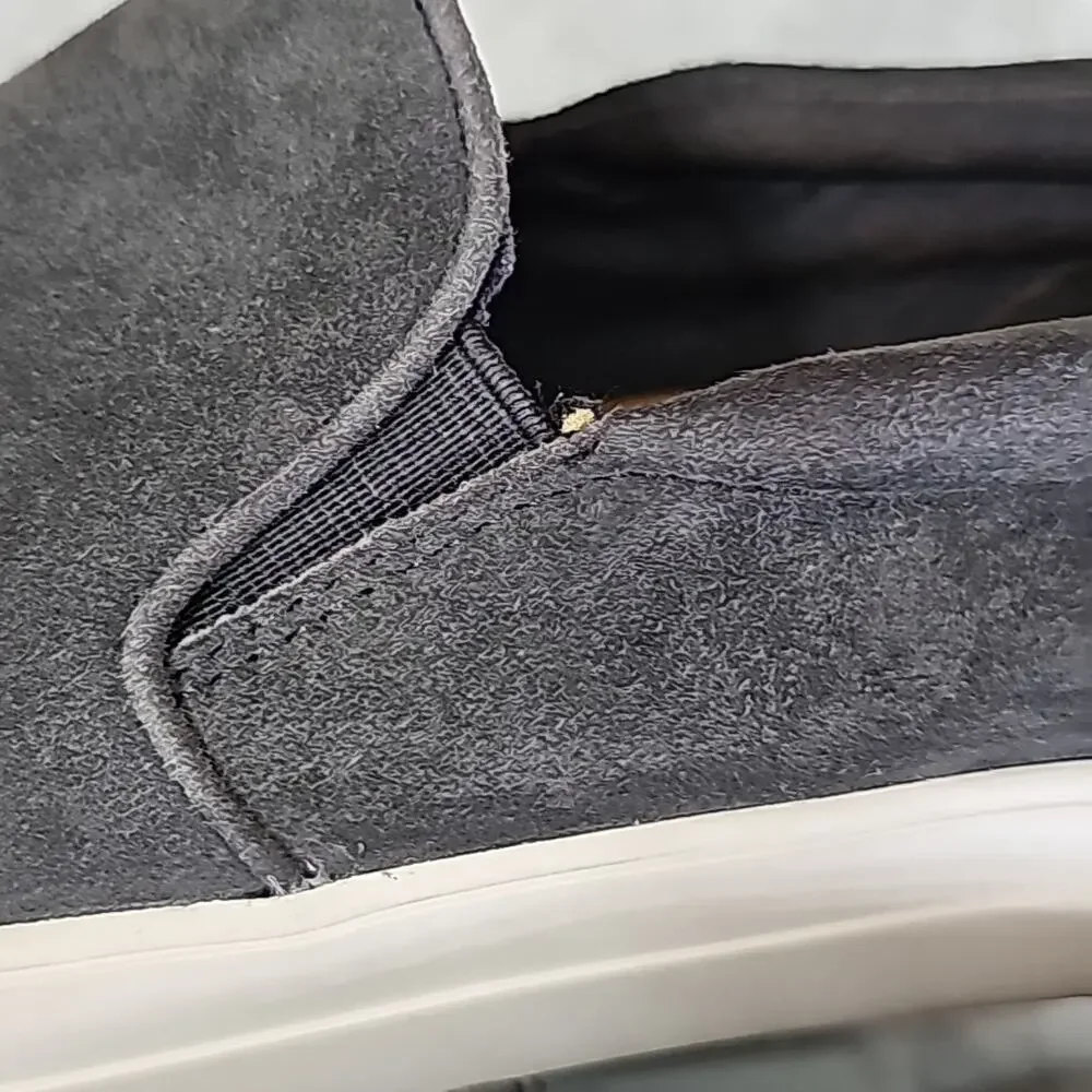 Steve Madden Womens Sz 7.5 Gills Gray Suede Platform Slip On Sneakers